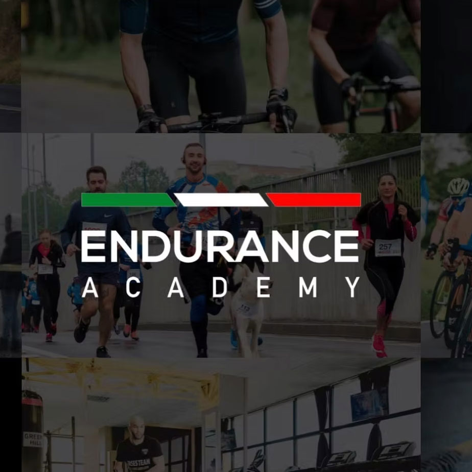 endurance academy logo over endurance training collage